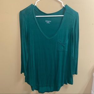 Winter green long sleeve v neck, Merona, S